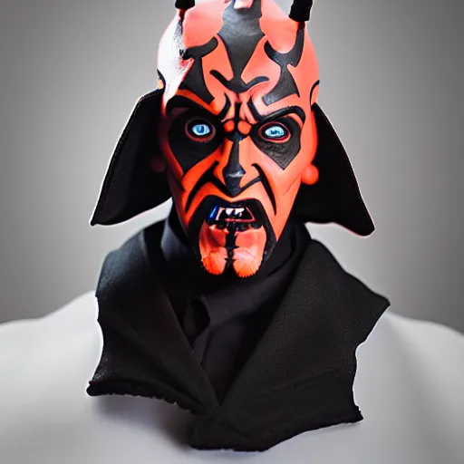 Prompt: studio portrait still of!!!!! darth maul!!!!!! plush toy, 8 k, studio lighting, key light,