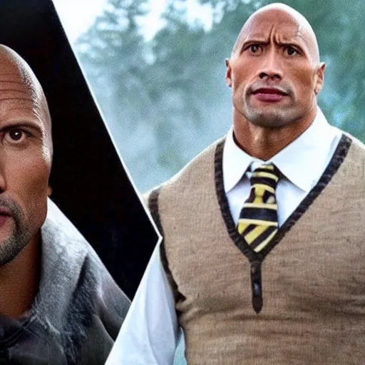 Image similar to Dwayne Johnson as an old Hogwarts teacher