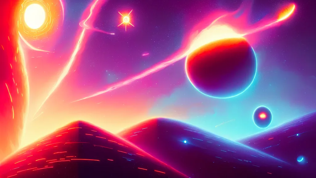 Prompt: stellar twins, birth and death of a star by christopher balaskas and anton fadeev and dan mumford and josan gonzalez and beeple, hyperrealistic, high detail, ultra detailed, space, nebula, sharp focus, stellar formation, astronomy, science, annihilation