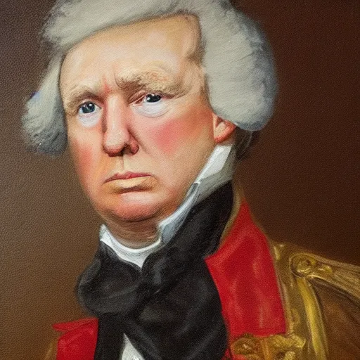 Prompt: oil painting portrait of Donald Trump, Gilbert Stuart style