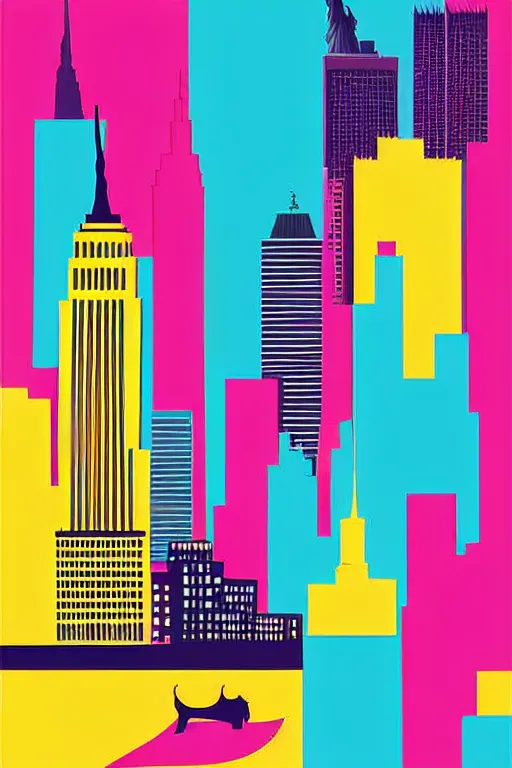 Prompt: minimalist boho style art of colorful new york, illustration, vector art