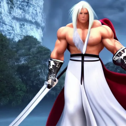 Prompt: mr clean playing sephiroth, 4 k, hollywood still, action movie