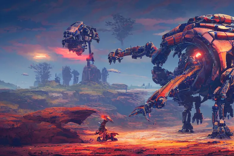 Image similar to shellsnapper machine mecanical creature robot of horizon forbidden west horizon zero dawn radiating a glowing aura global illumination ray tracing hdr fanart arstation by ian pesty and alena aenami artworks in 4 k