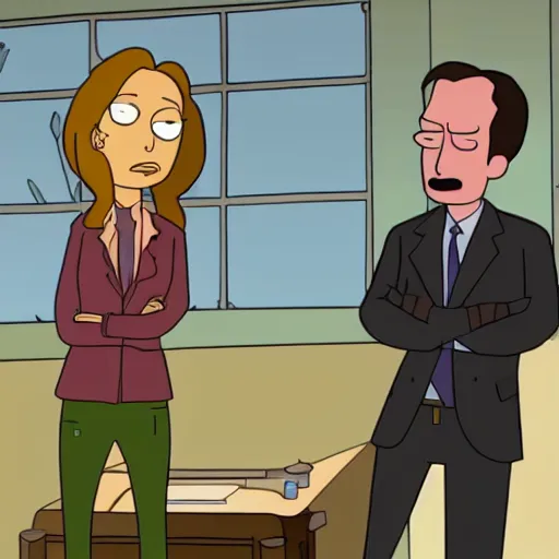 Prompt: mulder and scully from the x - files in rick and morty