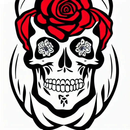 Image similar to rose n skull tattoo vector art