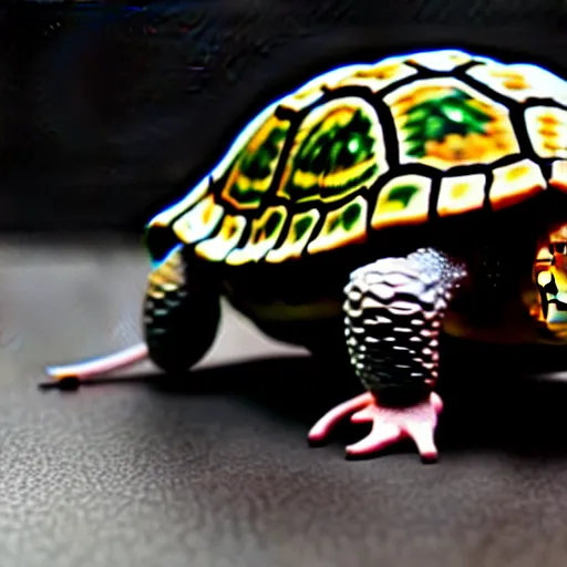 Image similar to , a mouse turning into a turtle, ultra realistic, intricate details, highly detailed, photorealistic, octane render, 8 k, unreal engine.