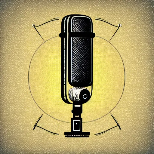 Image similar to iconic vector logo illustration of a microphone line art, bold