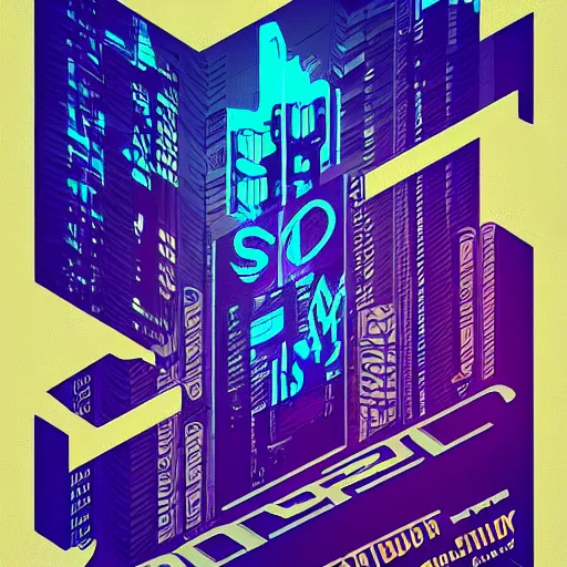 Image similar to demo poster of a stylized font, cyberpunk, behance, hd