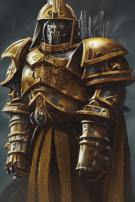 Image similar to armor portrait heros warhammer 4 0 k horus heresy fanart - the primarchs emperor by johannes helgeson animated with vfx concept artist & illustrator global illumination ray tracing hdr fanart arstation zbrush central hardmesh 8 k octane renderer comics stylized