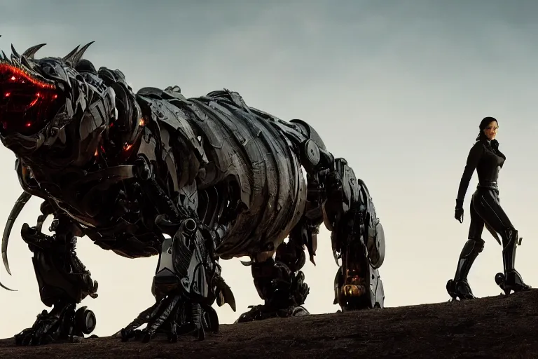 Image similar to cinematic still of westworld, a intact si - fi robotic fantasy dragon, well armored mech dragon, highly detailed