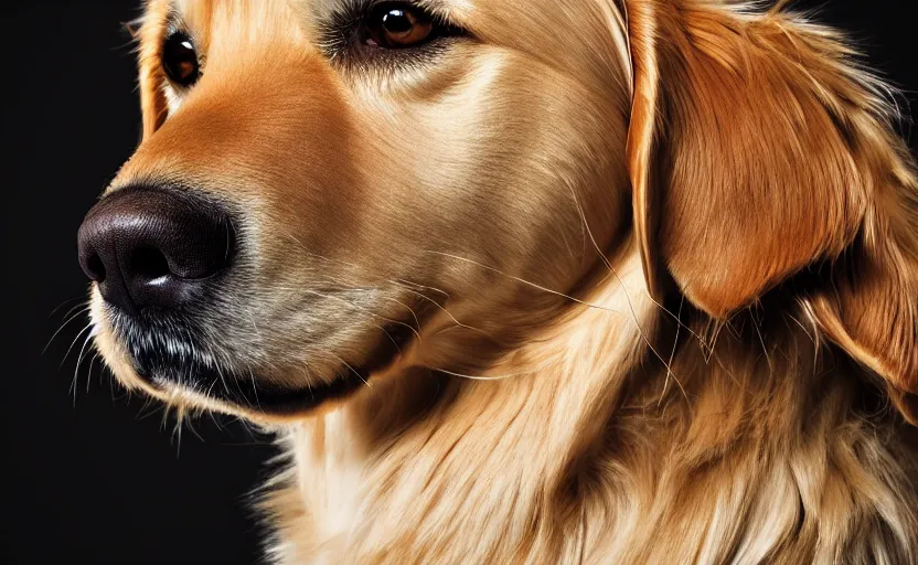 Prompt: portrait of a golden retriever, studio photography, magazine, press, 8 k