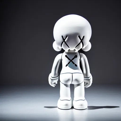 Image similar to an all white art vinyl figure with a microwave oven for a head, in the style of kaws, kidrobot, sket - one x iamretro, kenny wong x pop mart, space molly, frank kozik, guggimon, studio lighting, subsurface diffusion, 8 k - h 7 6 8