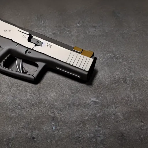 Image similar to A long shot Octane render of a Glock 18, 4k, ultra HD