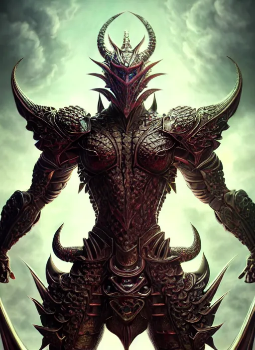 Image similar to athletic and muscular humanoid dragon!!!! draconian!! intricate ornate iridescent scale armor!! character concept art, sharp focus, octane render! unreal engine 5! highly rendered!! trending on artstation!! detailed linework!! illustration by artgerm, wlop, and chie yoshii