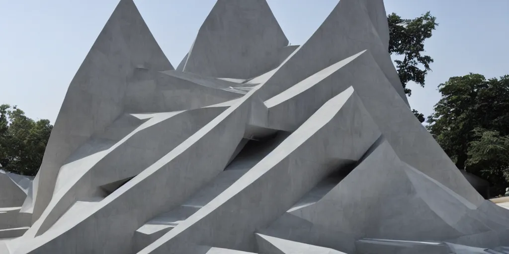 Prompt: Shri Yantra temple designed by Zaha Hadid