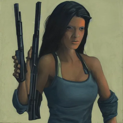 Image similar to doomgirl stands with a shotgun in her hands near the adm gates, realism, proportions, quality