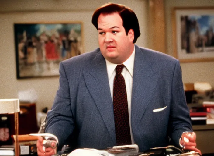 Image similar to Kevin Malone as Gordon Gecko in Wall Street 1987