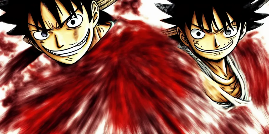 Prompt: luffy, berserk, 4 k resolution, comic style ， by miura kentaro, ultra detailed,