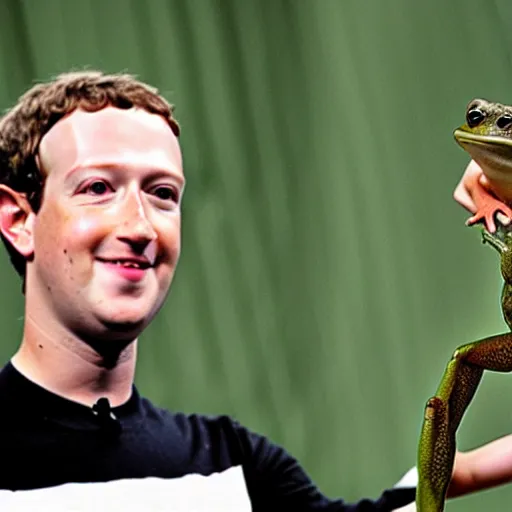 Image similar to mark zuckerberg holding a frog