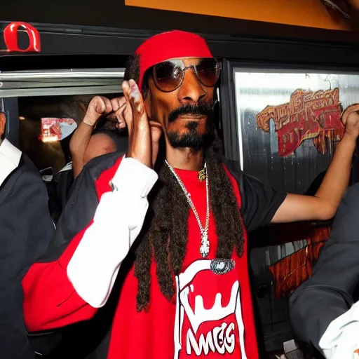 Image similar to angry snoop dogg kicked out of burger king