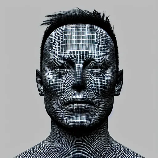 Image similar to elon musk head 3 d model, zbrush, wireframe, retopology, artstation, digital human