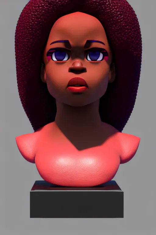 Prompt: bust of Garnet from Steven Universe, square head, faithful fanart, 3d render, blender, artstation, cartoon