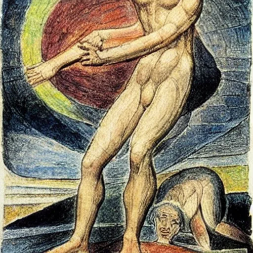 Image similar to disasterpiece days of noah by william blake