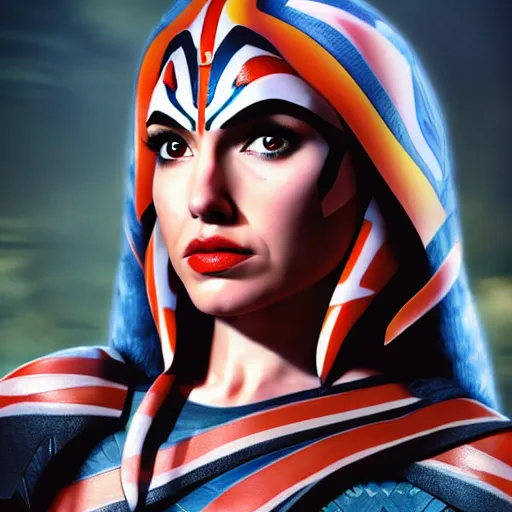 Image similar to portrait of gal gadot as ahsoka tano, high quality