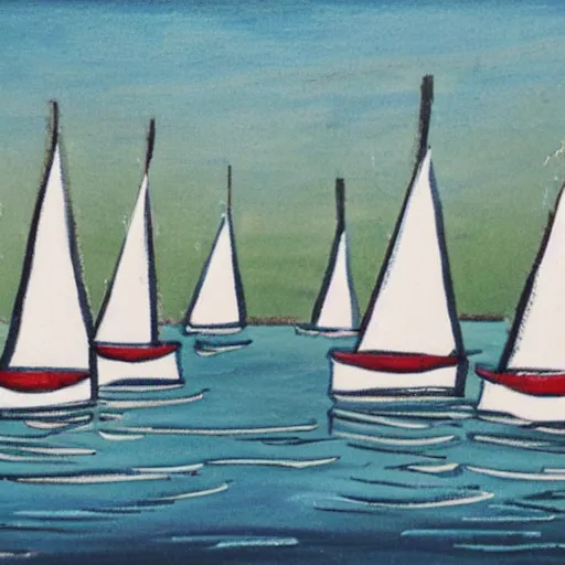 Prompt: sailboats, in the style of kelogsloops,