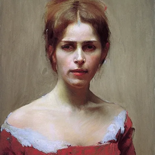 Prompt: portrait of a woman by iliya repin