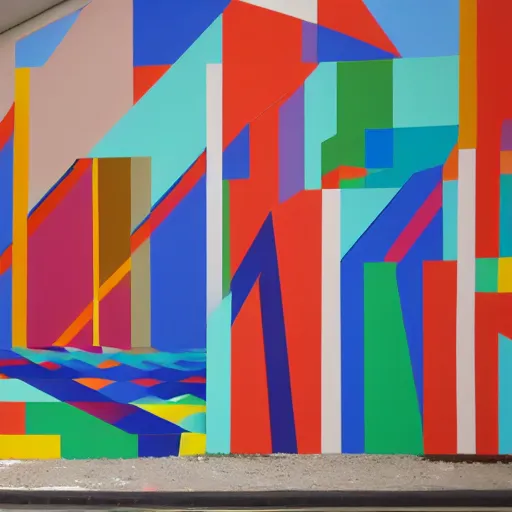 Image similar to a mural by Sol LeWitt