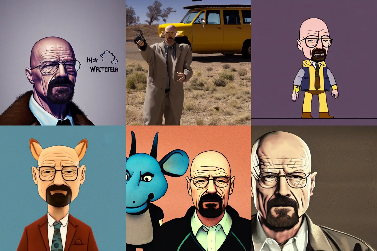 Prompt: walter white breaking bad as an anthropomorphic furry character, trending on artstation furaffinity, fursona, amc official trailer, better call saul, video clip still image