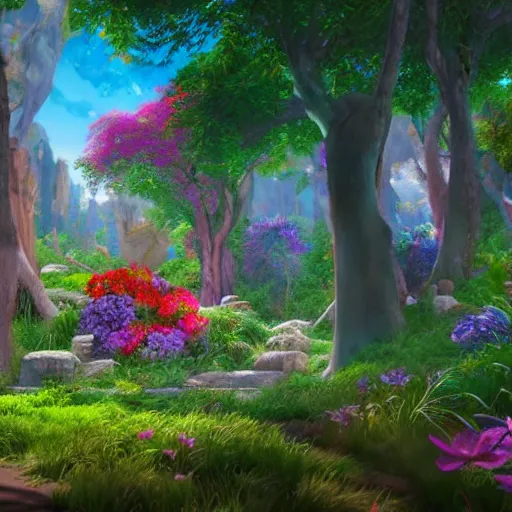 Image similar to ultra detailed and realistic painting of the life after death inspired by very beautiful cute and colored disney movie backgrounds, rendered in 8 k unreal engine