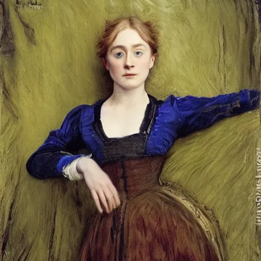 Prompt: a true-to-life portrait of Saoirse Ronan painted by John Everett Millais, real life accurate, photoshoot