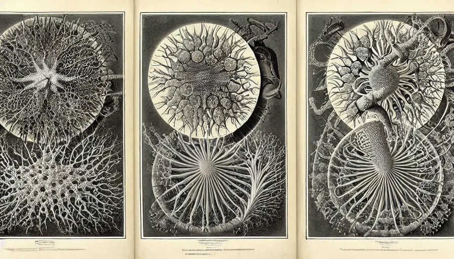 Image similar to the two complementary forces that make up all aspects and phenomena of life, by Ernst Haeckel