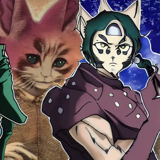 Image similar to khajit in anime jojo,detailed