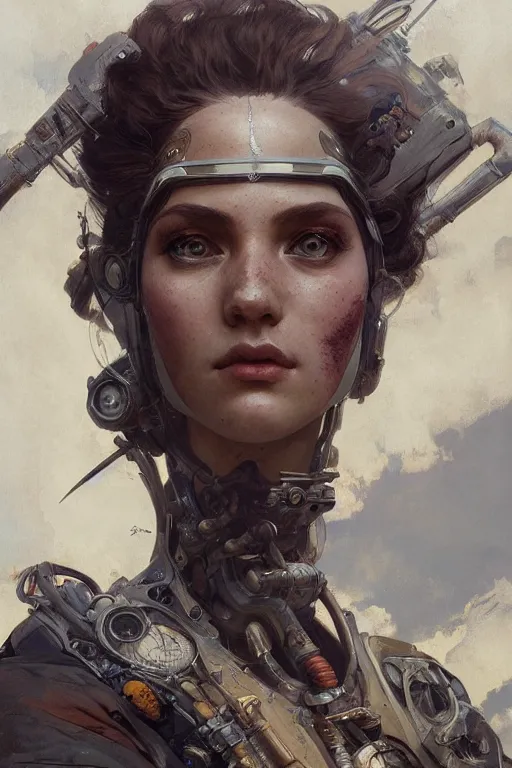 Prompt: A full portrait of a beautiful post apocalyptic pod racer, intricate, elegant, highly detailed, digital painting, artstation, concept art, smooth, sharp focus, illustration, art by Krenz Cushart and Artem Demura and alphonse mucha