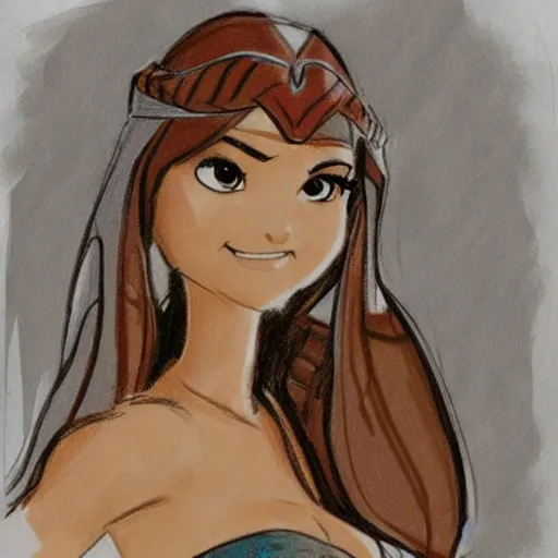 Image similar to milt kahl sketch of victoria justice as princess padme from star wars episode 3