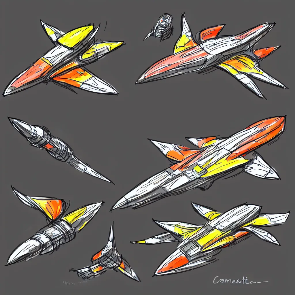 Image similar to combat spaceship concept art colorful