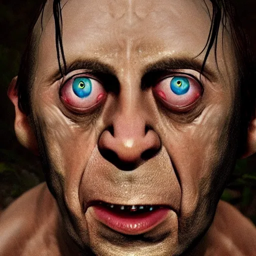 Prompt: nicholas cage as gollum portrait, cinematic, realistic photography