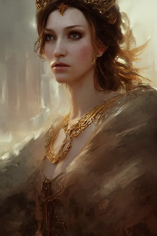 Image similar to medieval princess, gorgeous, close-up portrait, intricate, elegant, volumetric lighting, scenery, digital painting, highly detailed, artstation, sharp focus, illustration, concept art, ruan jia, steve mccurry