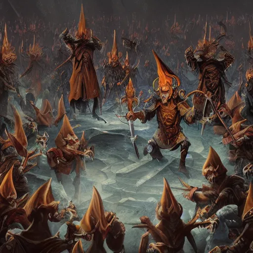 Prompt: Painting of a wizard summoning an army of skeleton warriors, trending on artstation