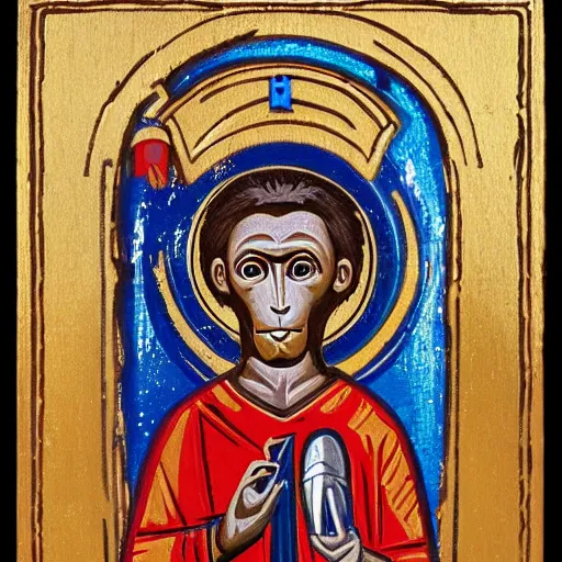 Image similar to astronaut monkey Byzantine religious icon