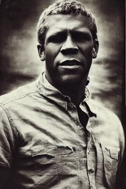 Image similar to !dream a tintype photo of Steve McQueen, 1960's