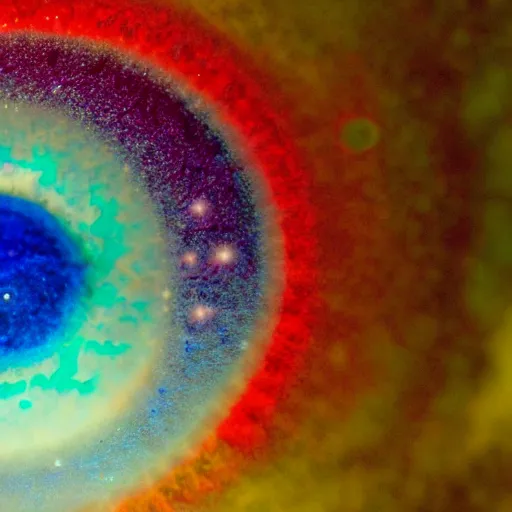 Prompt: Liminal space in outer space, heterochromia macro photography!!!!!