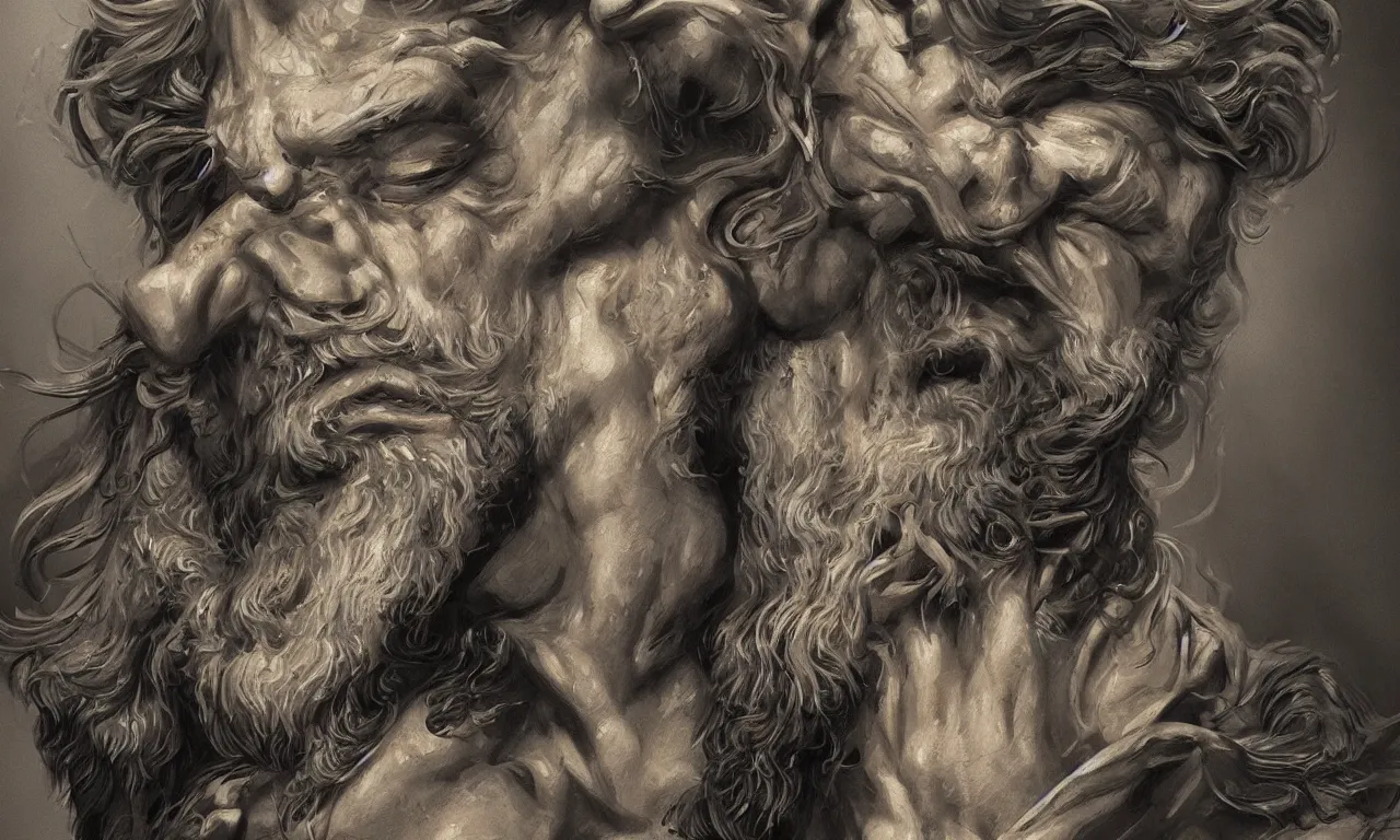 Image similar to zeus, portrait, illustration painting, oil on canvas, intricate, detailed illustration, hd, digital art, overdetailed art, concept art, detailed, illustration painting by antoni tudisco, digital art, overdetailed art, concept art,