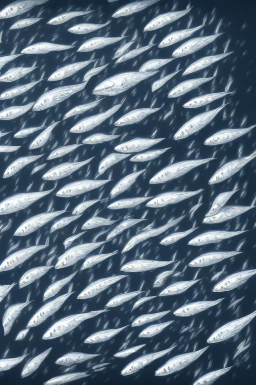 Prompt: a beautiful engraving on paper of a school of mackerel, 8 k, frostbite 3 engine, cryengine, dof, trending on artstation, digital art, crepuscular ray