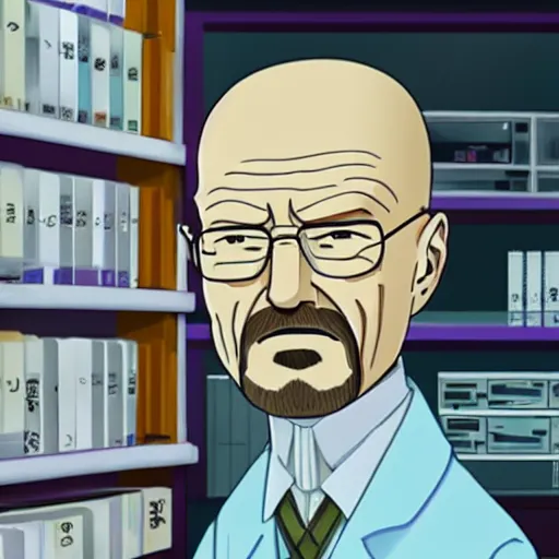 Image similar to Walter White in a Japan anime 4k detail