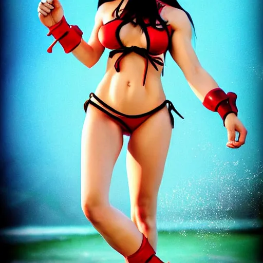 Prompt: Street Fighter woman in bikini armor by artgem