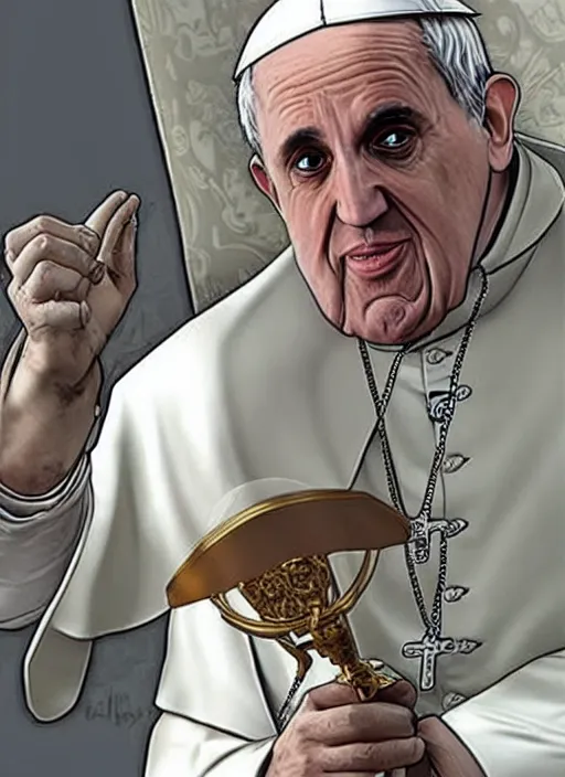 Prompt: The Pope as the main character on a GTA cover